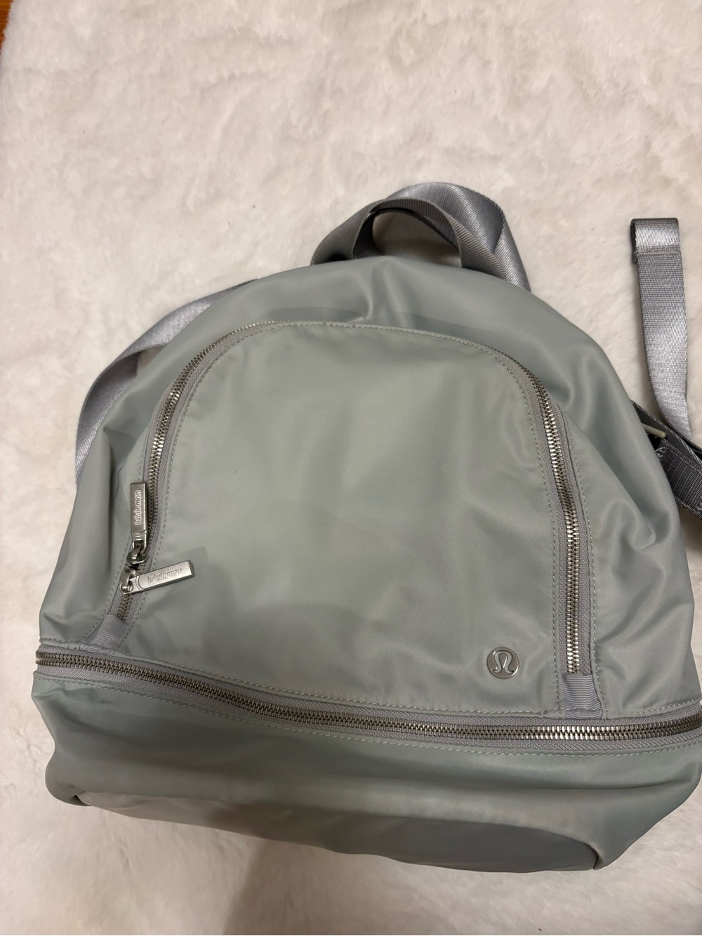 lululemon athletica Light Gray Men’s Backpack with Silver Accents